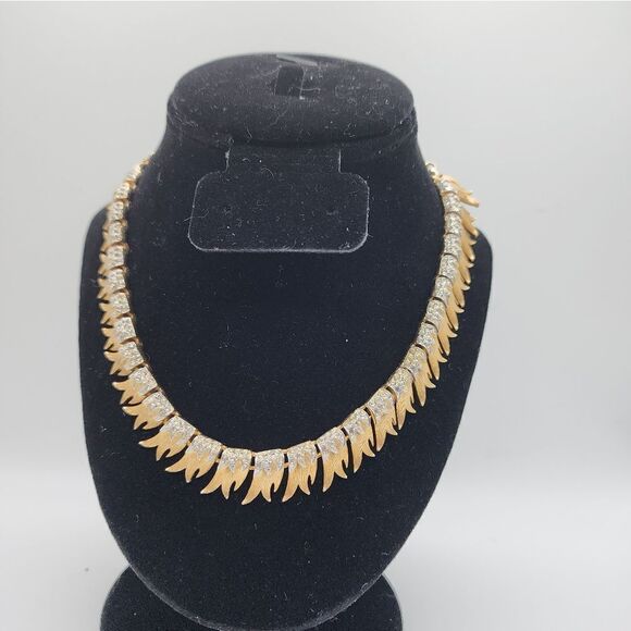 VENDOME FRANCOIS Gold Necklace "FIRE FLAMES"Swarovski Crystal SIGNED Pegasus - Picture 2 of 6